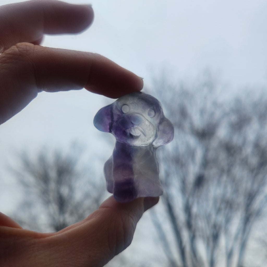 Crystal Poodle Dog Stone Animal Figurine