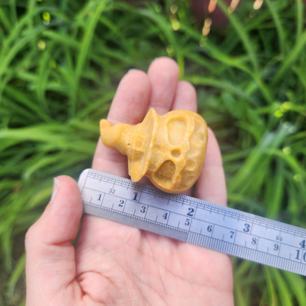Pumpkin Witch Halloween Crystal Carving 2" Yellow Jasper Stone