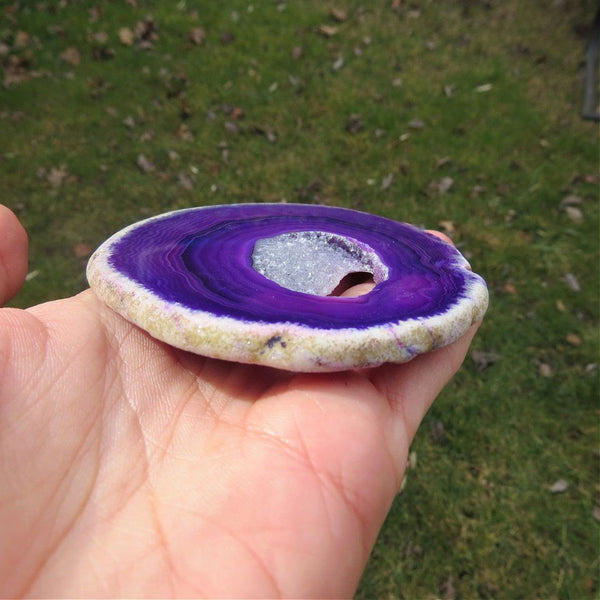 Purple Agate Druzy Crystal Slice 3.5"