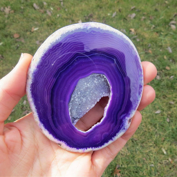 Purple Agate Druzy Crystal Slice