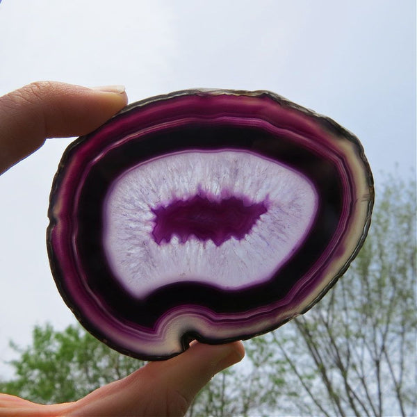 Banded Purple Agate Crystal Slice