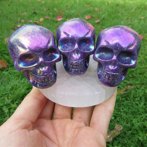 Purple Aura Quartz Stone Skull Figurines