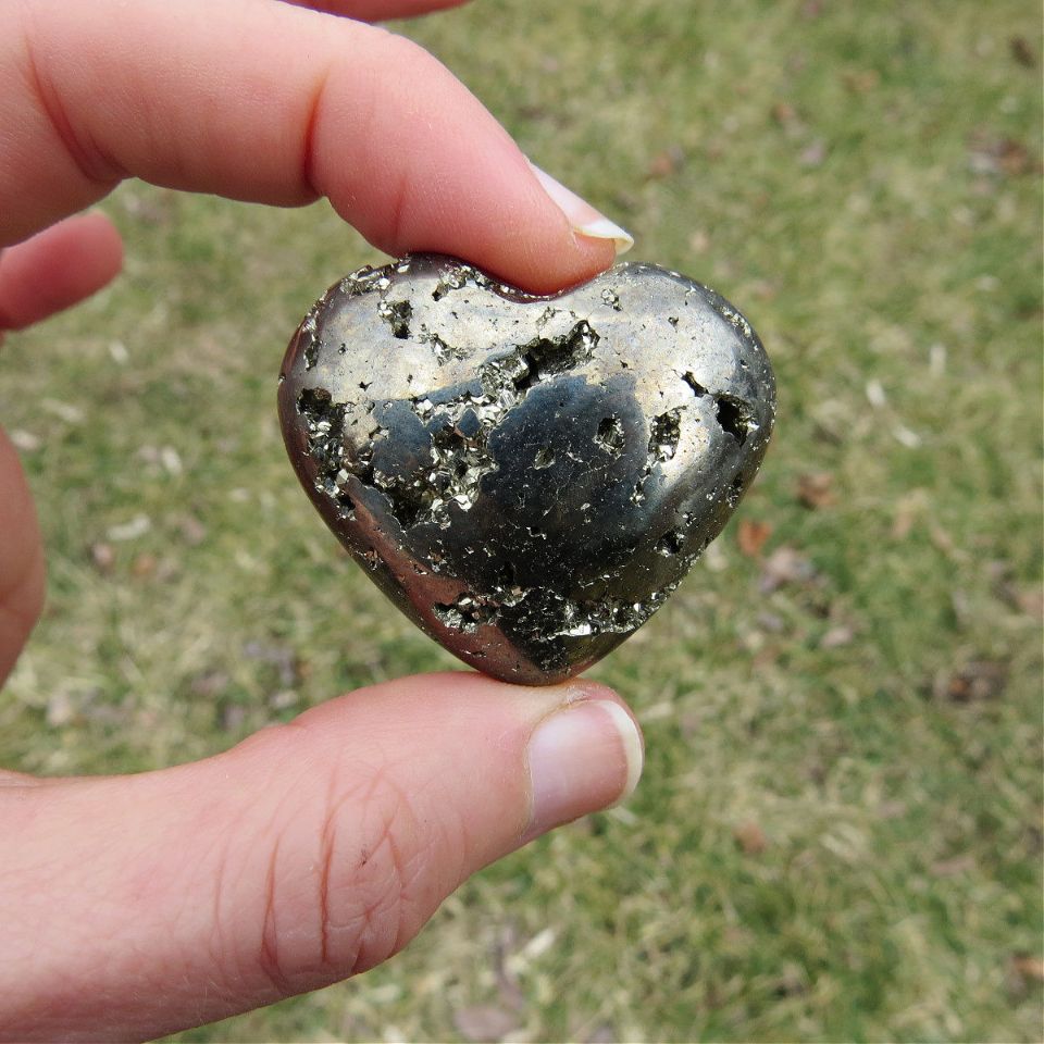 Pyrite Crystal Heart Stone
