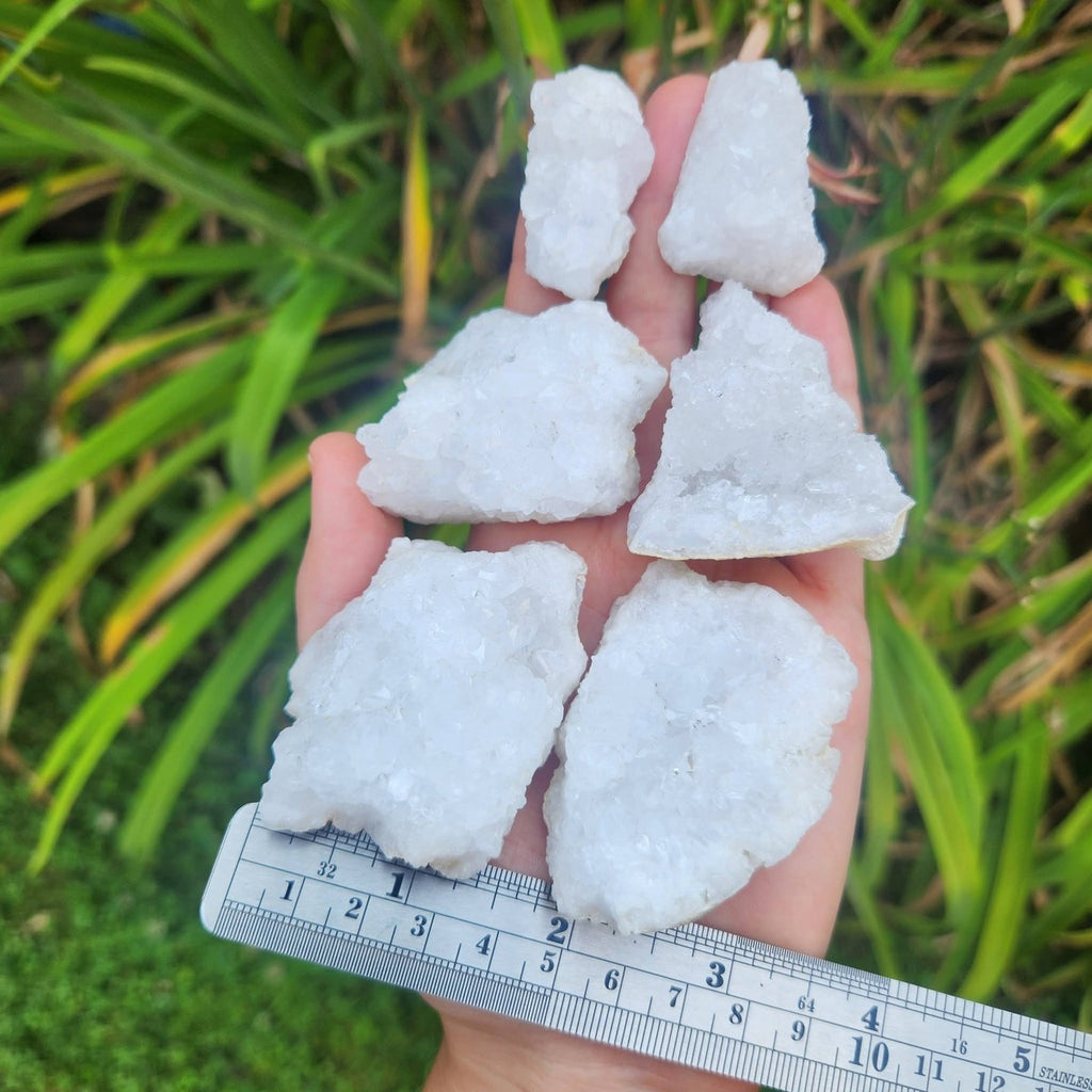 White Druzy Quartz Geode Stone | Cracked Crystal Geode