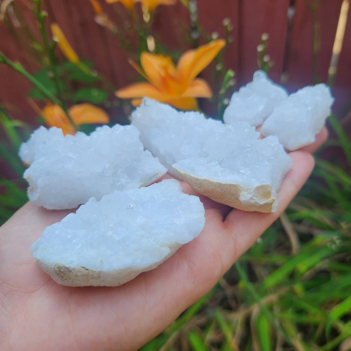 White Druzy Quartz Geode Stone | Cracked Crystal Geode