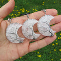 Clear Quartz Crystal Moon Necklace - Tree of Life Wire Wrapped Stone