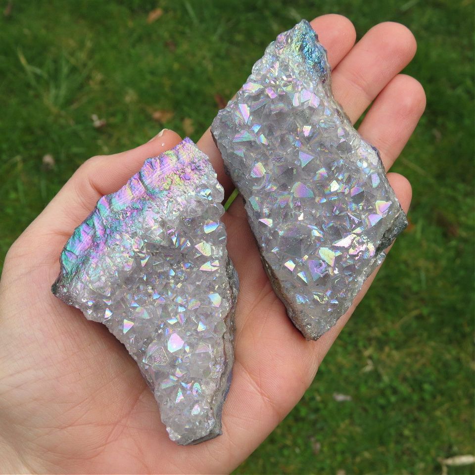 Rainbow Amethyst Aura Crystal Cluster 2.5"