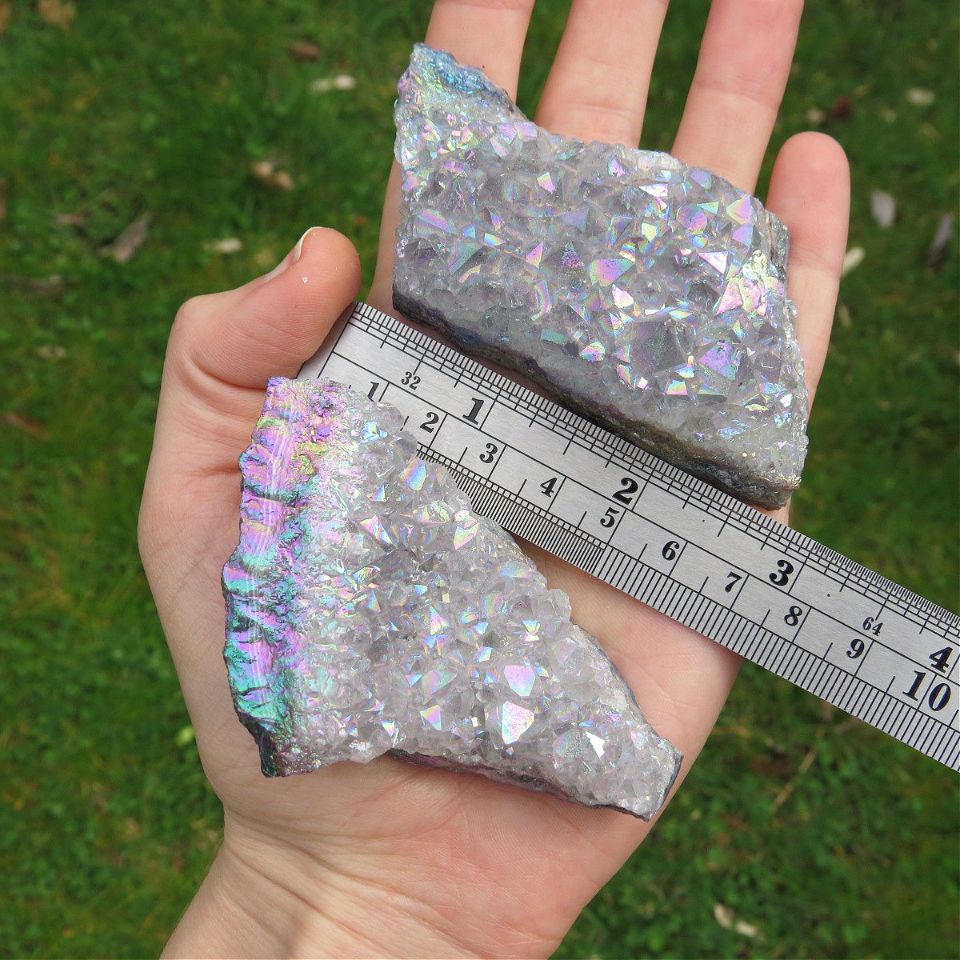 Rainbow Amethyst Aura Crystal Cluster 2.5"