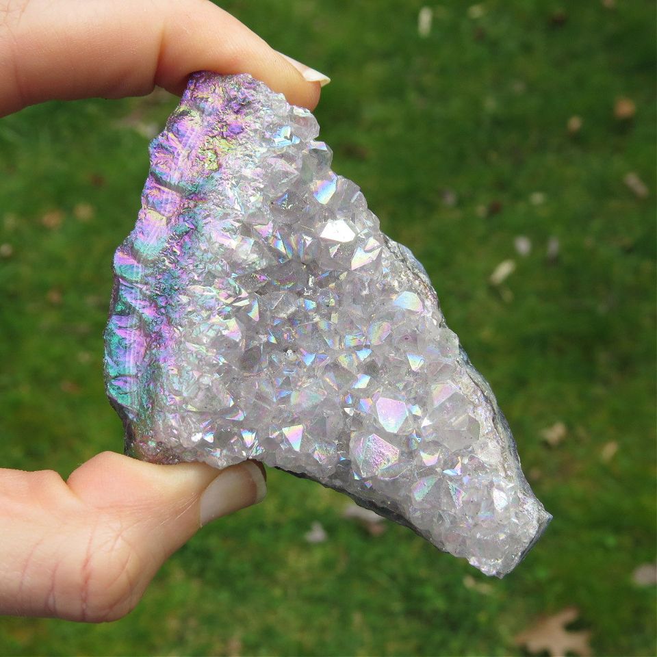 Rainbow Amethyst Aura Crystal Cluster 2.5"