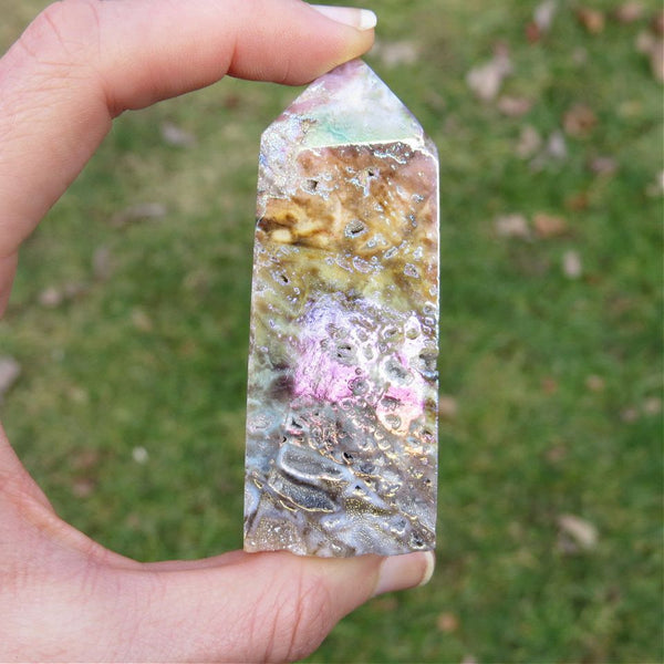 Rainbow Aura Sphalerite Stone Tower