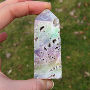 Rainbow Aura Sphalerite Crystal Point Tower