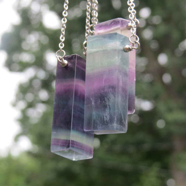 Rainbow Fluorite Crystal Necklace