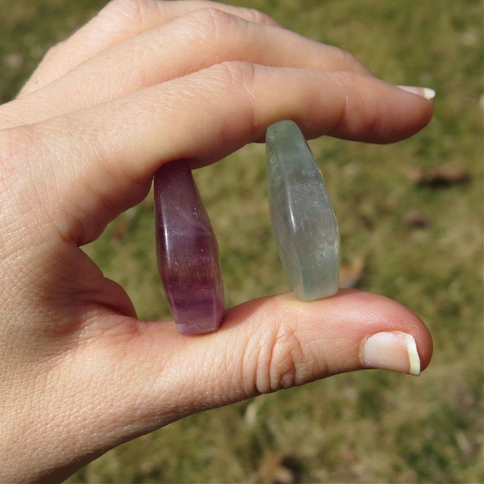 Rainbow Fluorite Crystal Teardrop Stone 1.25"