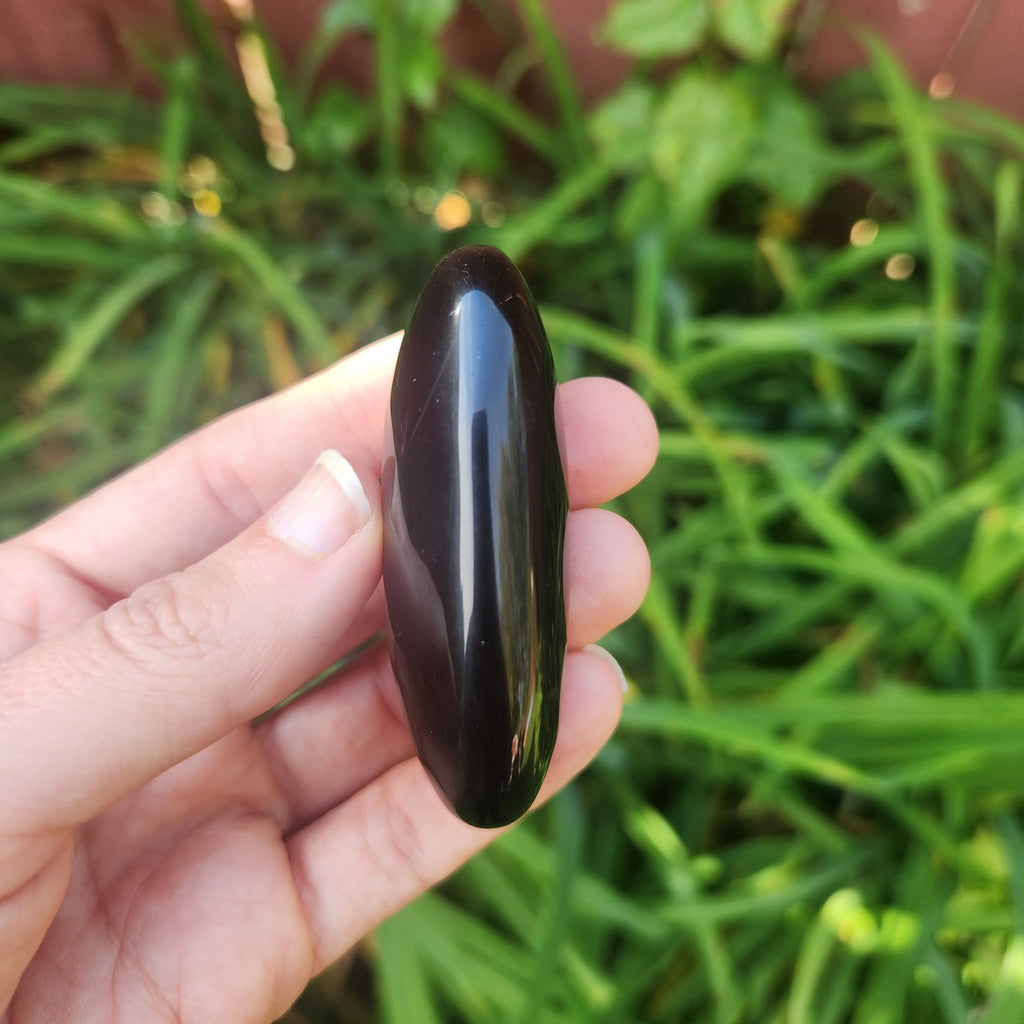 Black Rainbow Obsidian Crystal Palm Stone 2.5"