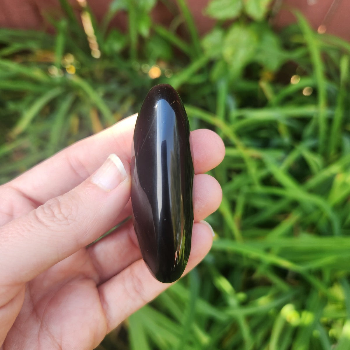 Black Rainbow Obsidian Crystal Palm Stone 2.5"