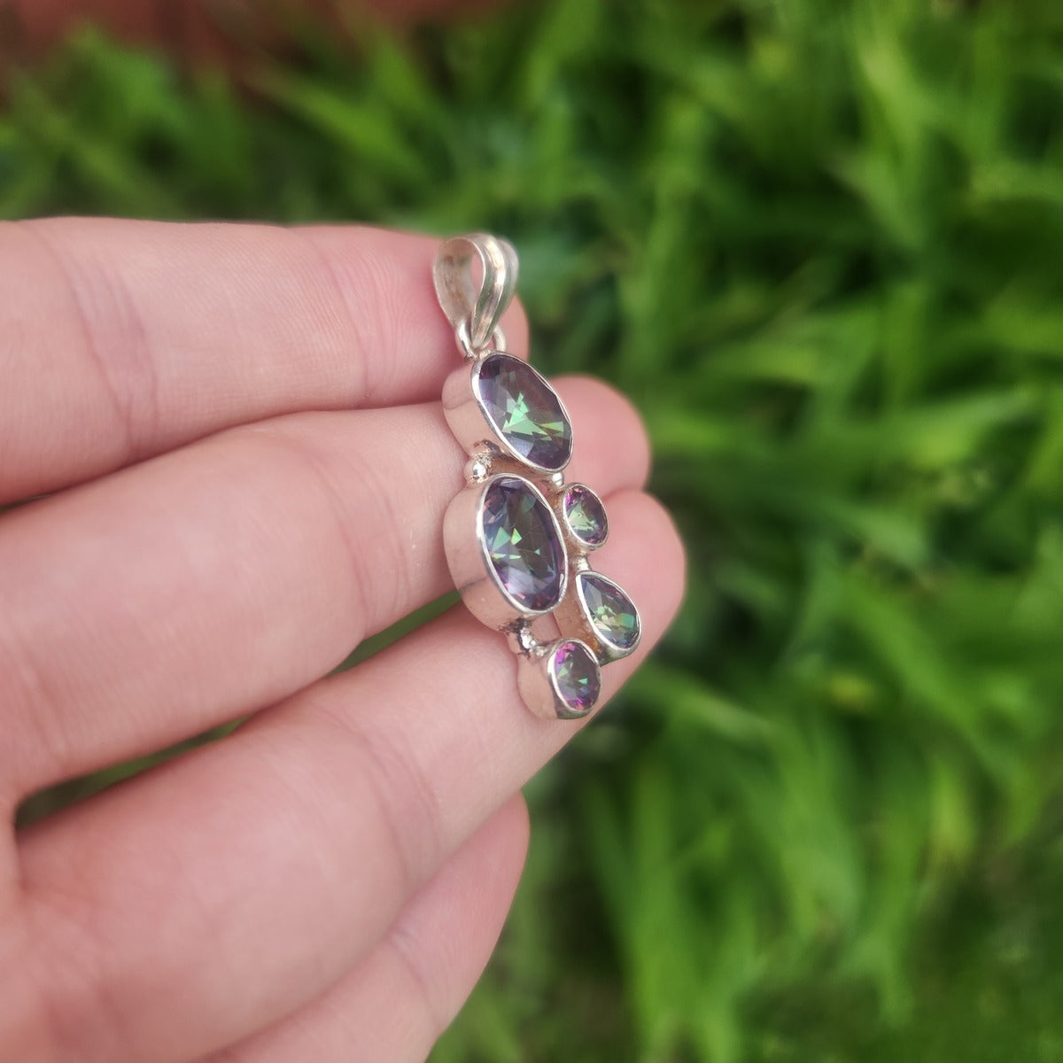 Rainbow Topaz Pendant in Sterling Silver - Mystic Topaz Jewelry
