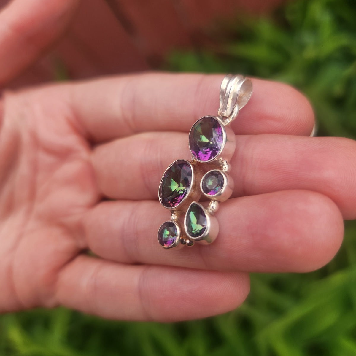 Rainbow Topaz 5 Stone Pendant