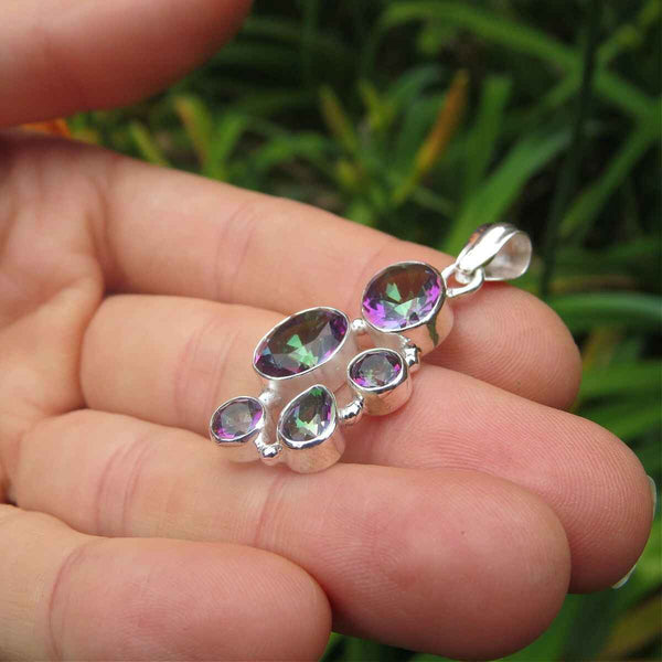 Rainbow Topaz Pendant Sterling Silver