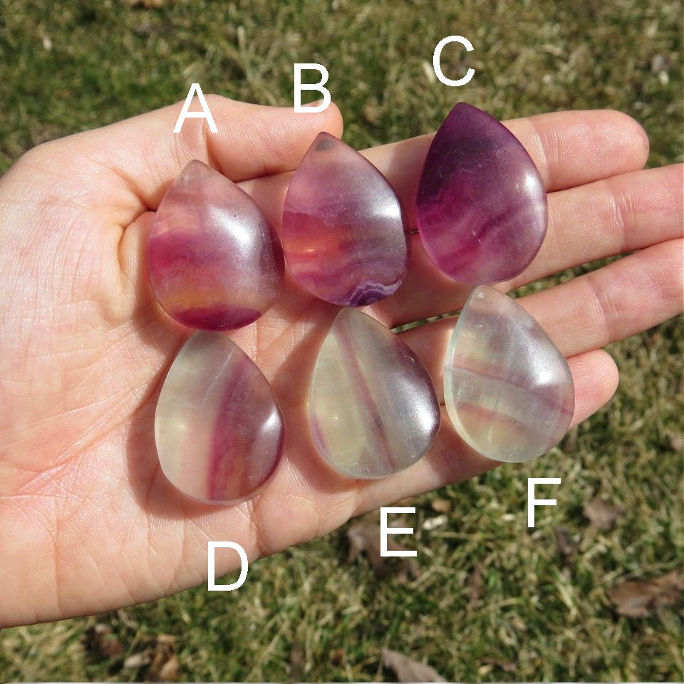 Rainbow Fluorite Crystal Teardrop Stone 1.25"