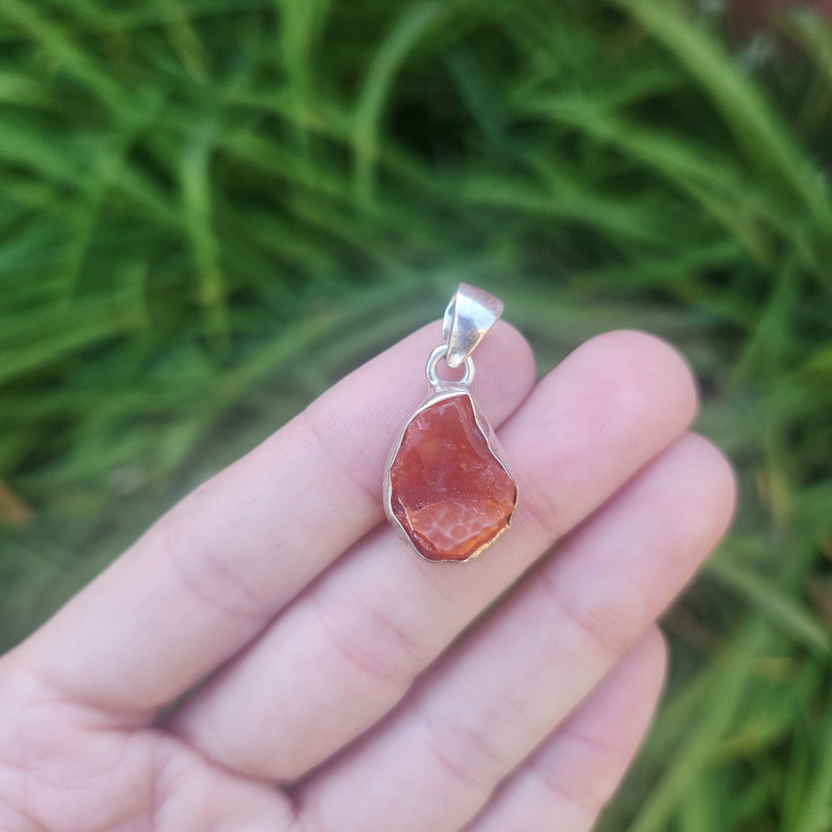 Raw Orange Mexican Fire Opal Pendant