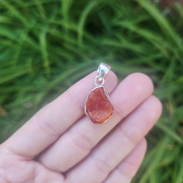 Raw Orange Mexican Fire Opal Pendant