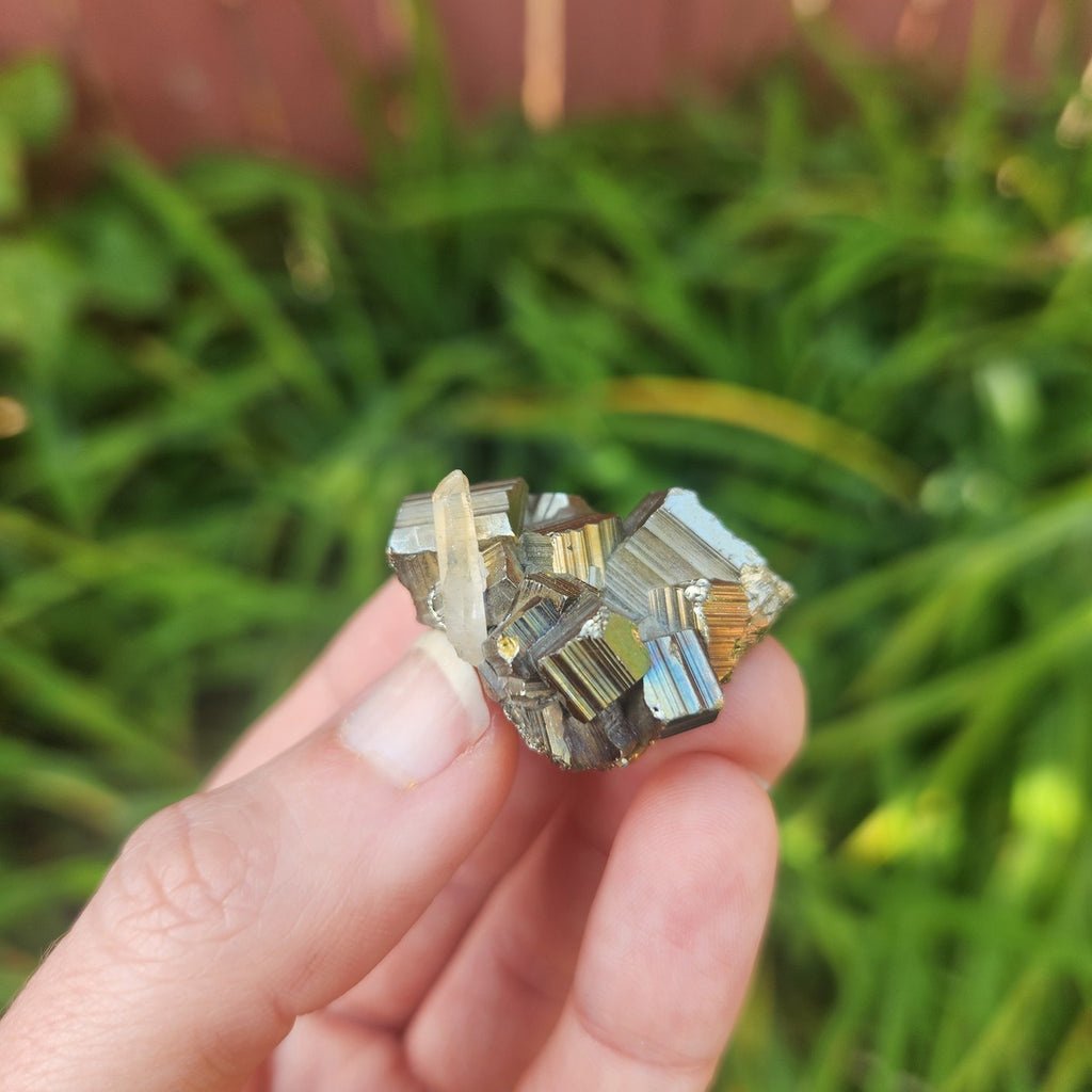 Raw Pyrite Crystal with Quartz Point