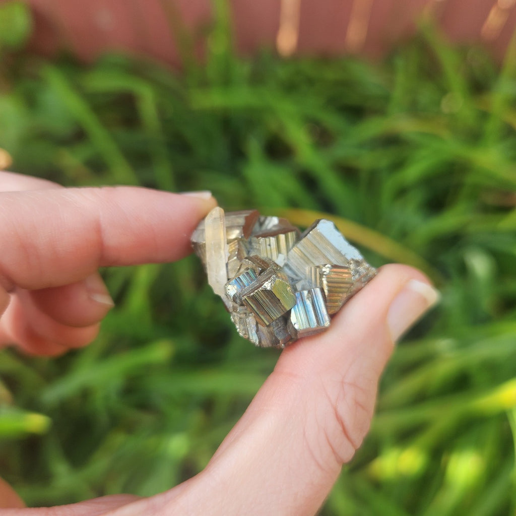Raw Pyrite Crystal Chunk w/ Quartz 1.25" | Cubic Pyrite | Fools Gold Stone