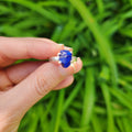 Raw Blue Sapphire Ring - Sterling Silver Prong Band