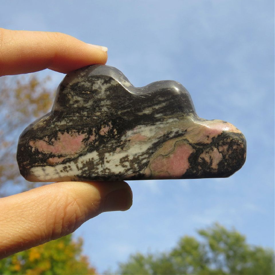Rhodonite Crystal Cloud Stone Carving