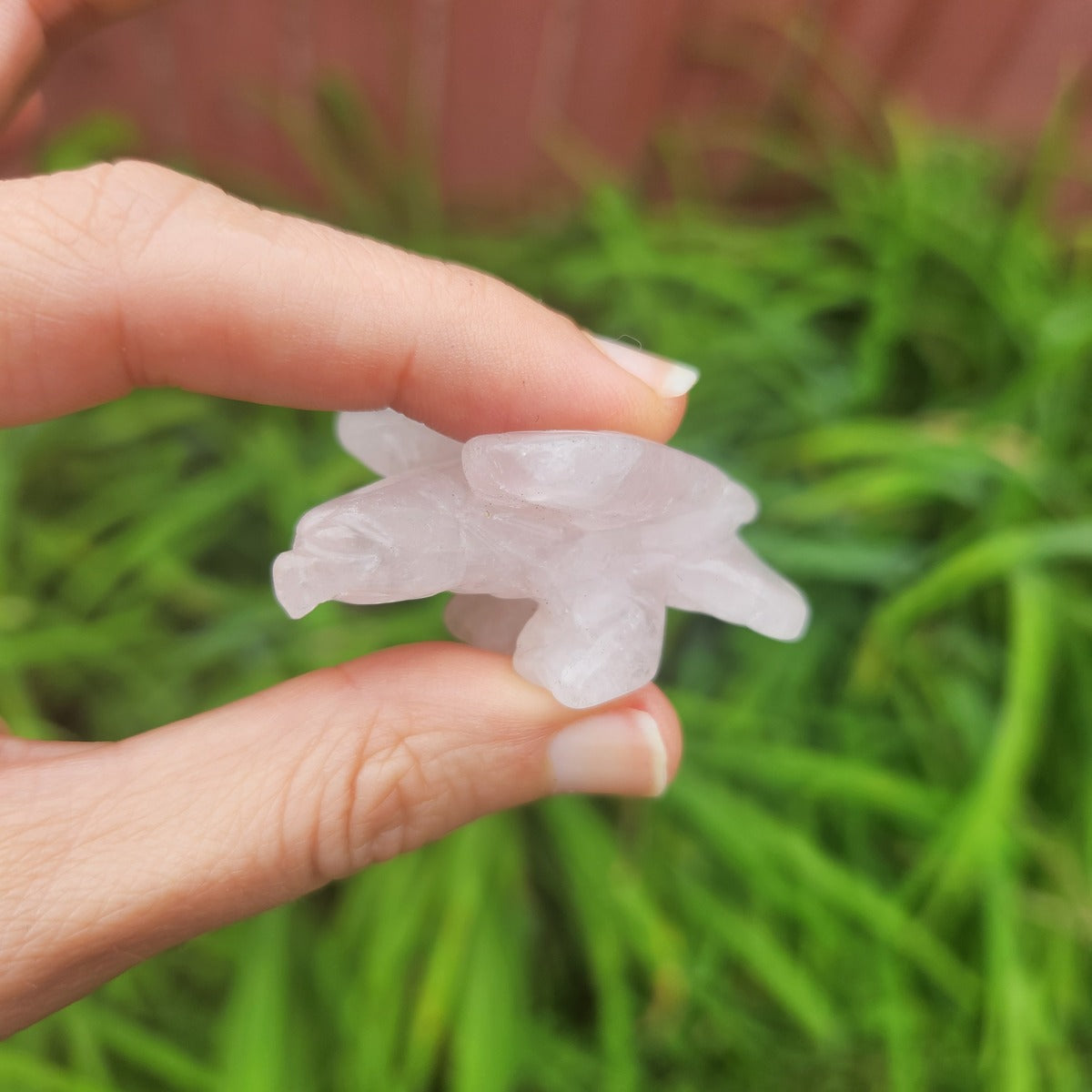 Crystal Eagle Carving in Rose Quartz Stone
