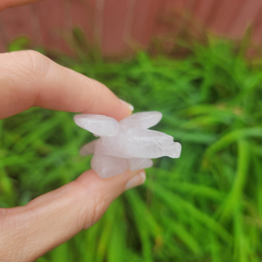 Rose Quartz Crystal Eagle Carving