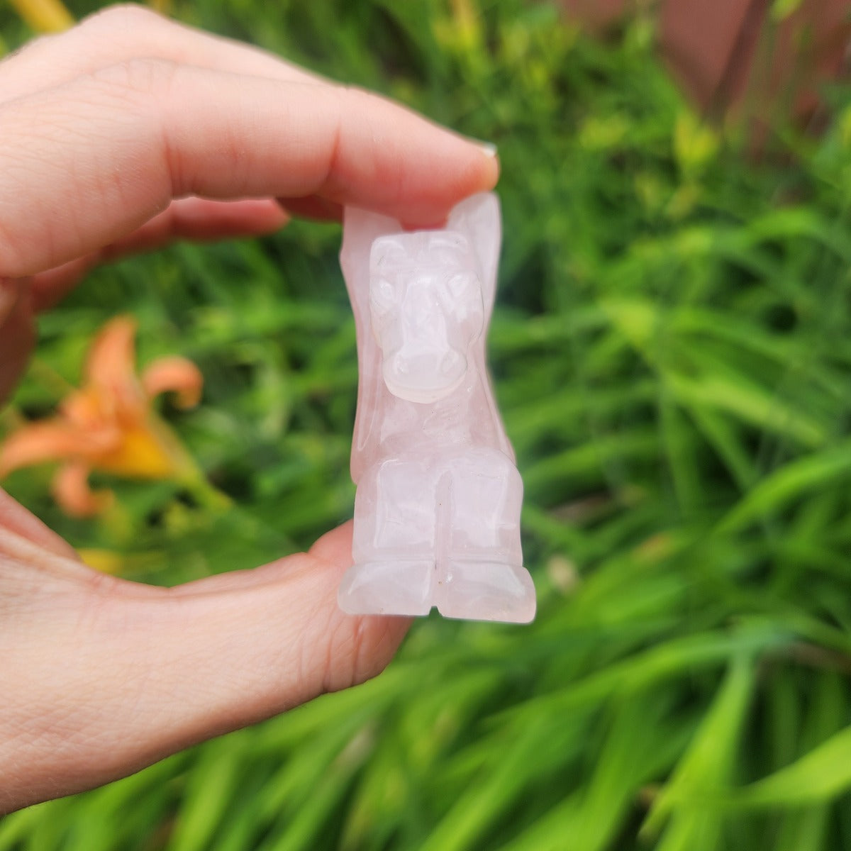 Rose Quartz Pegasus Crystal Horse Animal Carving 2.25"