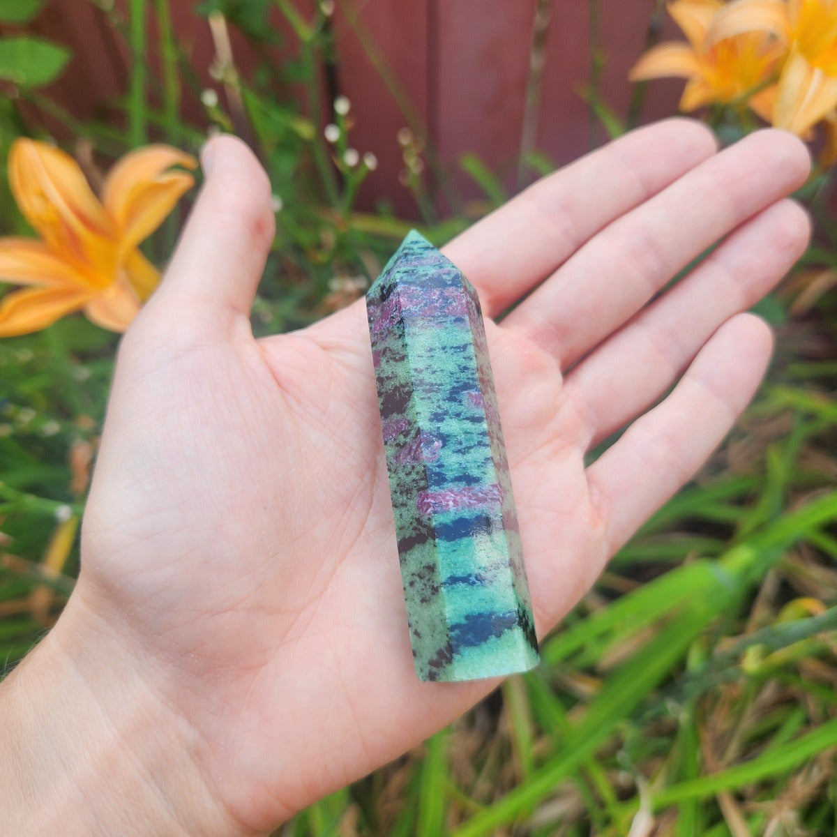 Ruby in Zoisite Crystal Point Tower 2" | Anyolite Stone Tower