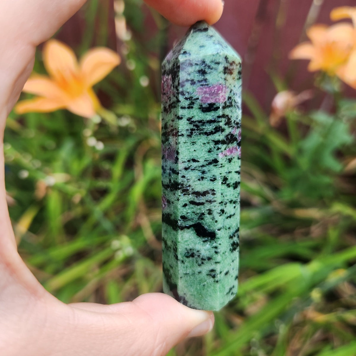 Ruby In Zoisite Anyolite Crystal Point