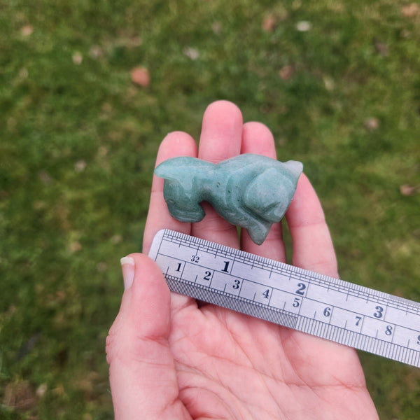 Aventurine Crystal Schnauzer Dog Figurine 1.75" Stone Animal Carving