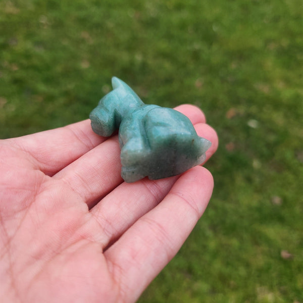 Aventurine Crystal Schnauzer Dog Figurine 1.75" Stone Animal Carving