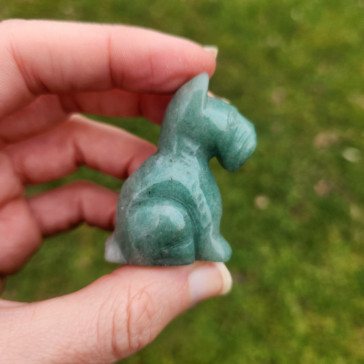 Aventurine Crystal Dog Stone Carving - Schnauzer