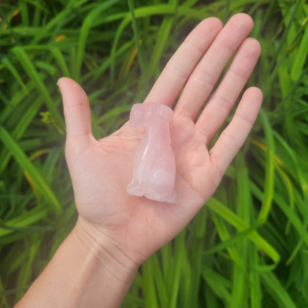 Schnauzer Crystal Dog Figurine in Pink Rose Quartz Stone