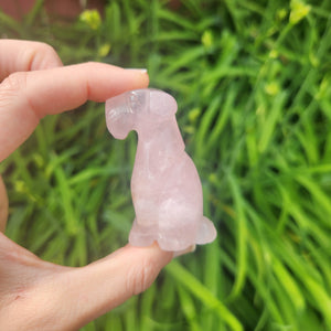 Schnauzer Crystal Dog Stone Carving in Rose Quartz