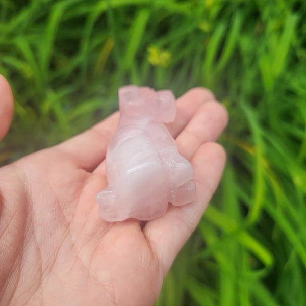 Schnauzer Crystal Dog Carving 2.25" Rose Quartz Stone Animal Figurine