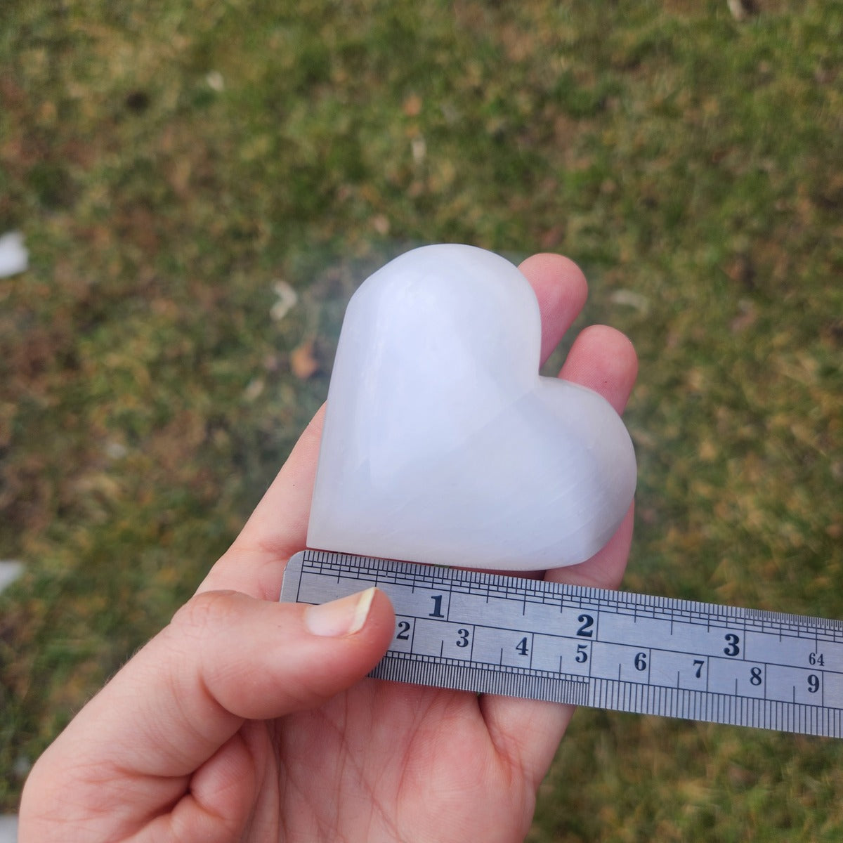 Large Selenite Crystal Heart Stone - 2.5" Puffy Heart