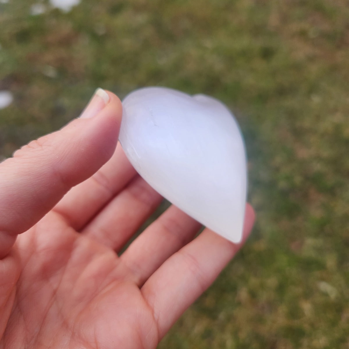 Large Selenite Crystal Heart Stone - 2.5" Puffy Heart