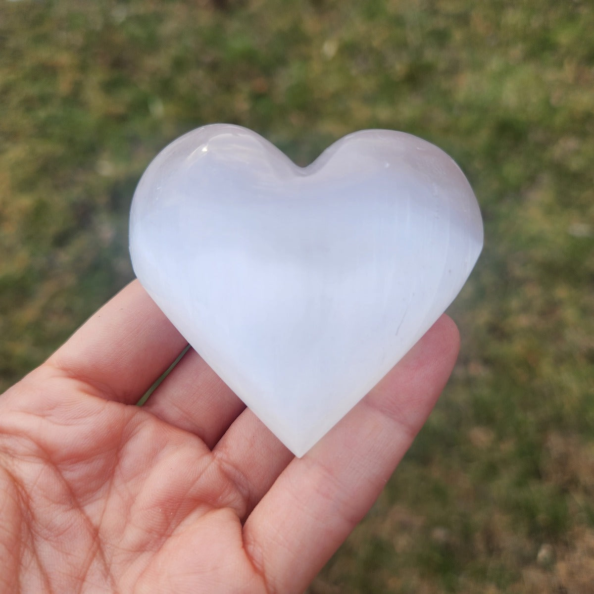 Selenite Crystal Heart Stone Carving