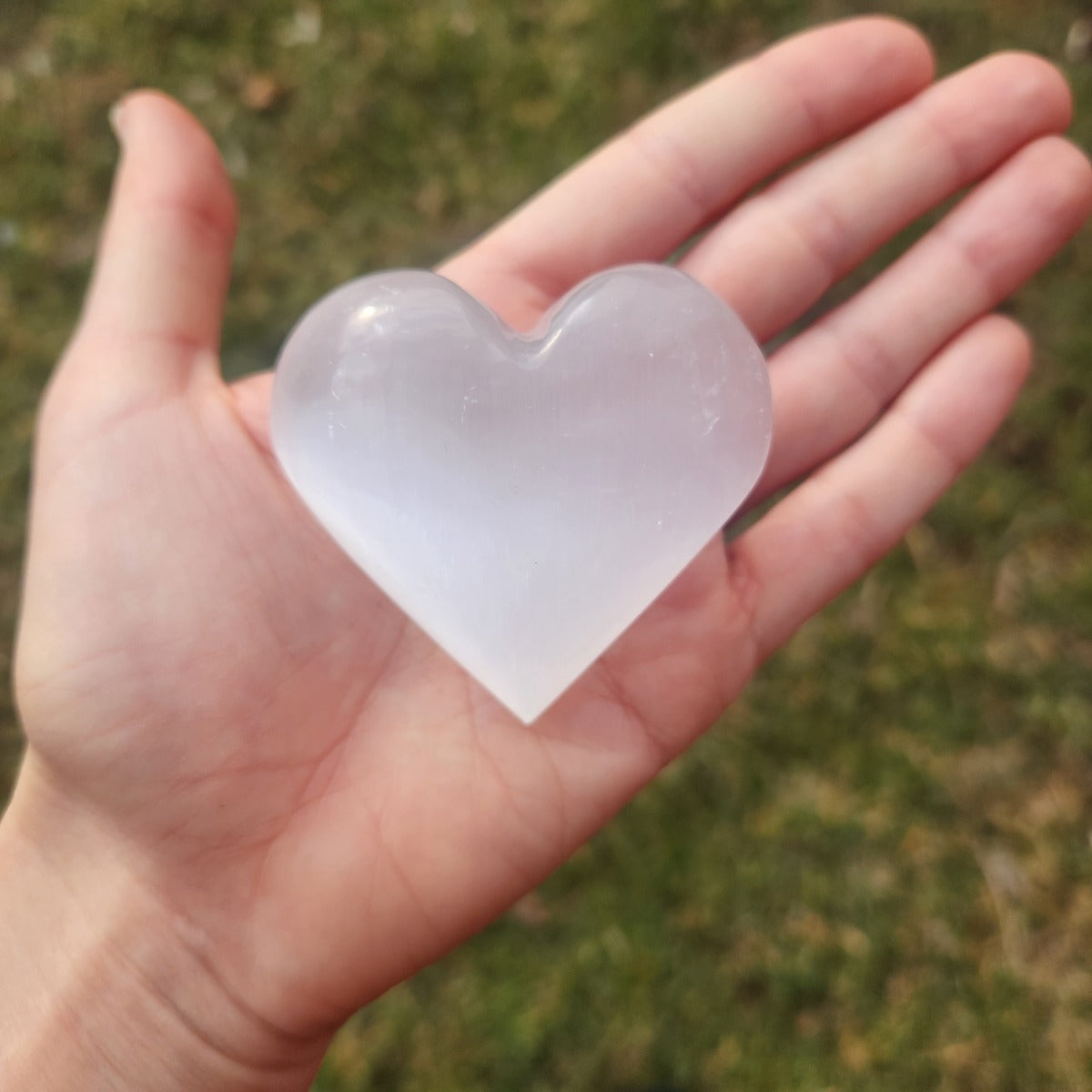 Large Selenite Heart Carving