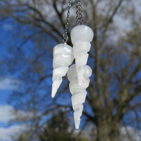 Selenite Crystal Spiral Pendulum