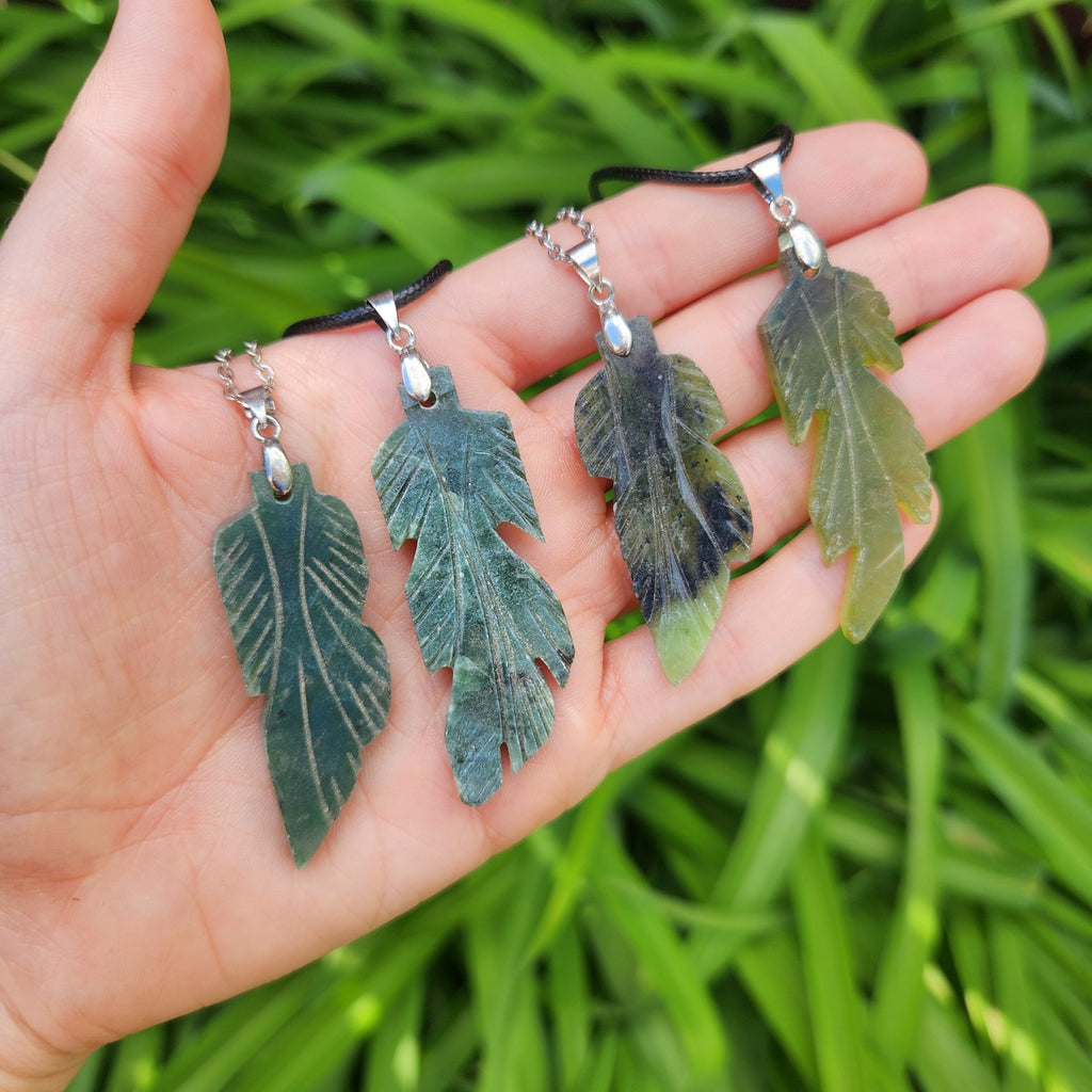 Serpentine Crystal Leaf Necklace