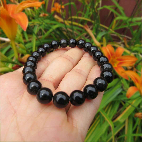 Silver Sheen Obsidian Crystal Bracelet 8mm Stone Beads