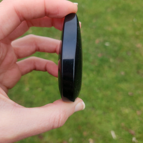 Silver Sheen Obsidian Crystal Teardrop 2.5" Carved Stone Raindrop