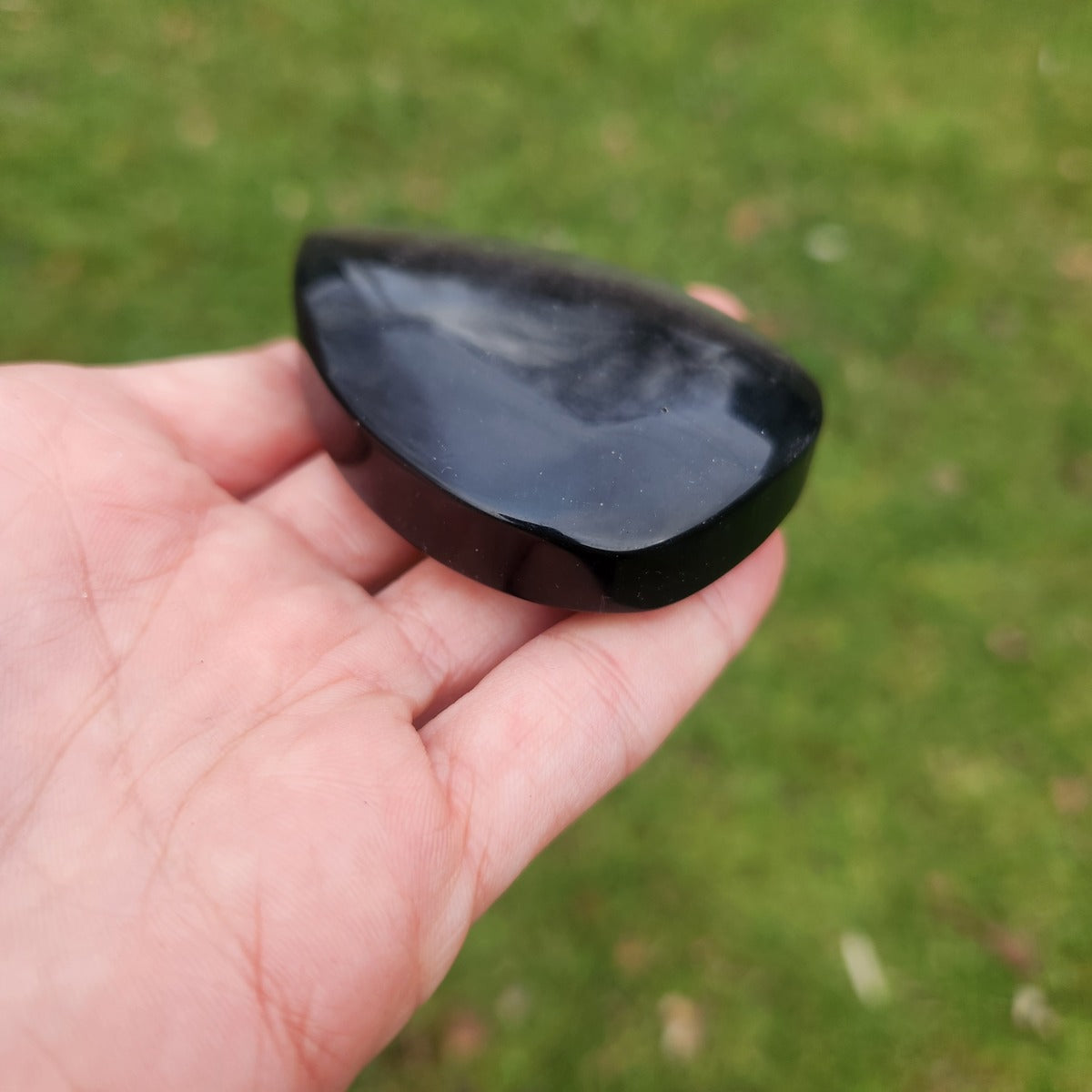Silver Sheen Obsidian Crystal Teardrop 2.5" Carved Stone Raindrop