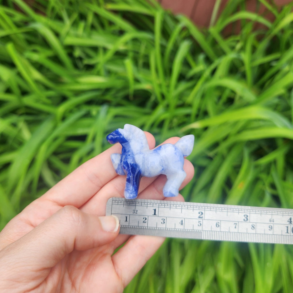 Sodalite Crystal Horse Carving  1.75" Stone Animal Totem Figurine